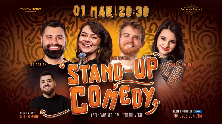 COMEDY POINT:  Stand-up Comedy cu Ioana Luiza, Madalina Mihai, Geo Adrian și Tudor Costina