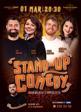 COMEDY POINT:  Stand-up Comedy cu Ioana Luiza, Madalina Mihai, Geo Adrian și Tudor Costina