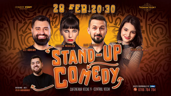 COMEDY POINT:  Stand-up Comedy cu Ioana Luiza, Madalina Mihai, Geo Adrian și Tudor Costina