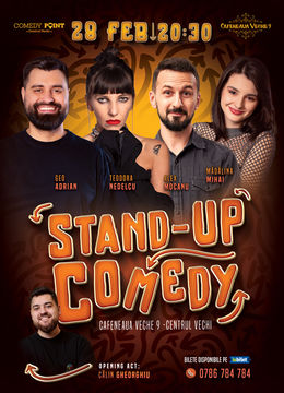 COMEDY POINT:  Stand-up Comedy cu Ioana Luiza, Madalina Mihai, Geo Adrian și Tudor Costina