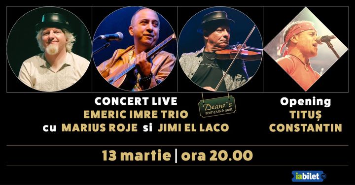 Brasov: Concert Emeric Imre Trio cu Marius Roje & Jimi El Laco/Opening Titus Constantin