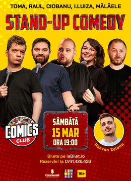 Stand-up comedy cu Toma, Andrei Ciobanu, Raul, Ioana Luiza și Bogdan Mălăele la ComicsClub!