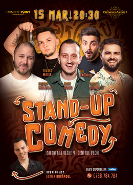 COMEDY POINT: Stand-up Comedy cu Mane Voicu, Edi Vacariu, Bogdan Mălăele, Edi Moise și Gabriel Dumitriu