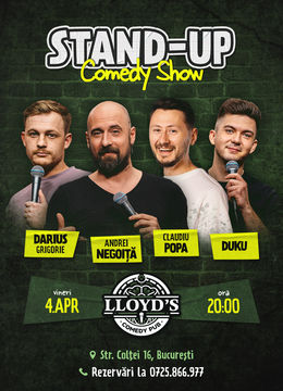 Stand-up Comedy cu Claudiu Popa, Andrei Negoiță, Darius Grigorie & Duku