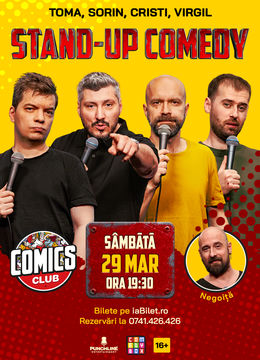 Stand-up Comedy cu Cristi, Toma, Sorin și Virgil la ComicsClub!