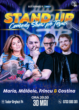 Stand up Comedy cu Maria Popovici, Mălăele, Frîncu & Tudor Costina la Terasa Club 99 TNB