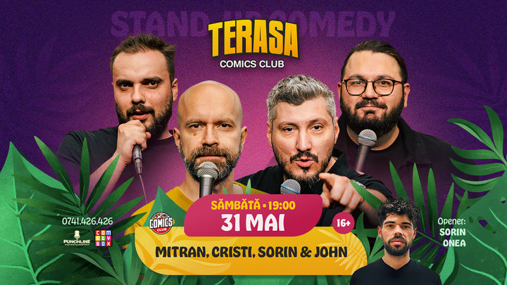 Stand-up cu Cristi, Sorin, Mitran și John pe Terasa ComicsClub!