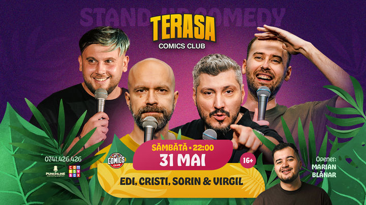 Stand-up cu Cristi, Sorin, Virgil și Edi pe Terasa ComicsClub!