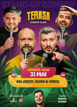 Stand-up cu Cristi, Sorin, Virgil și Edi pe Terasa ComicsClub!