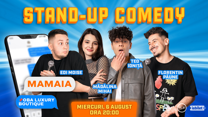 Mamaia: Stand-Up Comedy pe terasă cu Mădălina Mihai, Florentin Păune, Eduard Moise și Teo Ioniță