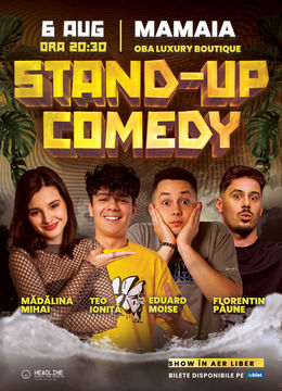 Mamaia: Stand-Up Comedy pe terasă cu Mădălina Mihai, Florentin Păune, Eduard Moise și Teo Ioniță