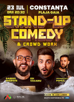 Constanta: Stand-Up Comedy & Crowdwork pe terasă cu Gabriel Gherghe, Edi Vacariu și Popică