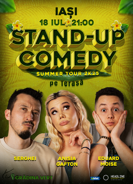 Iași: Stand-Up Comedy pe terasă cu Anisia Gafton, Serghei și Eduard Moise