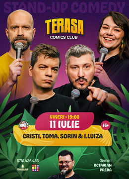 Stand-up Comedy cu Cristi, Toma, Sorin și Ioana Luiza pe Terasa ComicsClub!