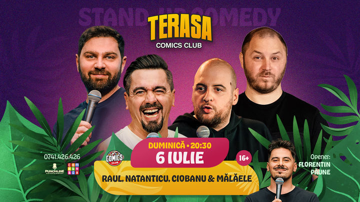 Stand-up cu Natanticu, Ciobanu, Raul, Mălăele și Edi Rădoiu pe Terasa ComicsClub!