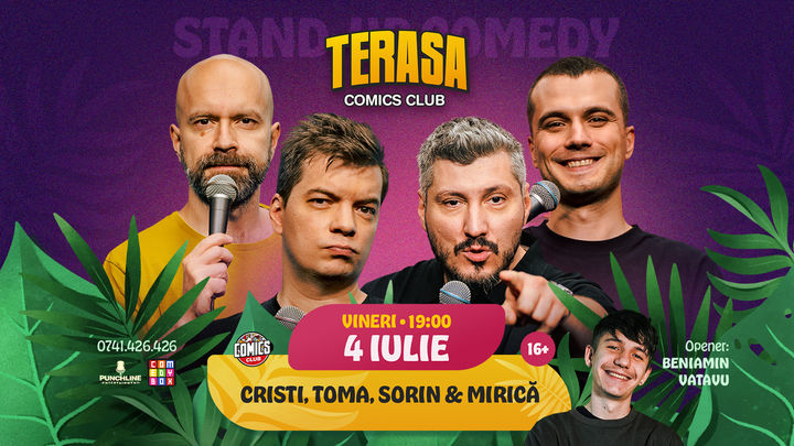 Stand-up cu Cristi, Toma, Sorin și Mirică pe Terasa ComicsClub!