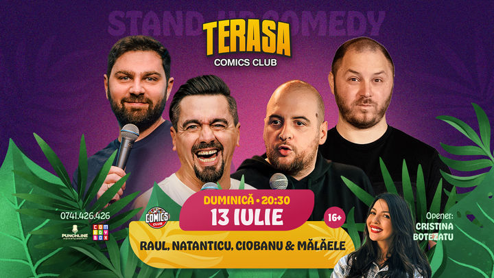 Stand-up Comedy cu Natanticu, Ciobanu, Raul, Mălăele și Edi Rădoiu pe Terasa ComicsClub!
