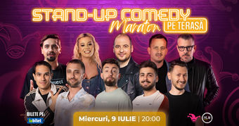 The Fool: Stand-up Comedy Maraton pe terasă cu: Natanticu, Frînculescu,  Mane Voicu, Andrei Ciobanu, Anisia, Cîrje, Dobrotă, Popinciuc, Vacariu și Fares