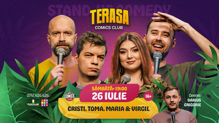 Stand-up Comedy cu Cristi, Toma, Maria și Virgil pe Terasa ComicsClub!