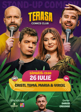 Stand-up Comedy cu Cristi, Toma, Maria și Virgil pe Terasa ComicsClub!