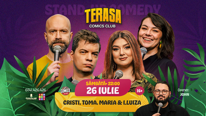 Stand-up Comedy cu Stand-up cu Cristi, Toma, Maria și Ioana Luiza pe Terasa ComicsClub!