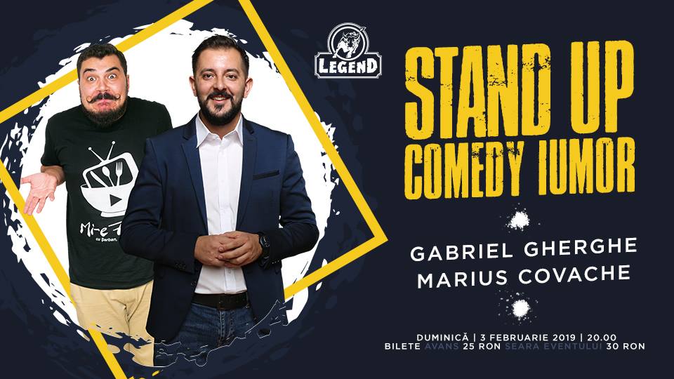Bilete Stand Up Comedy Iumor Cu Gabriel Gherghe Si Marius Covache 3 Feb 19 20 00 Legend Pub Kooltix