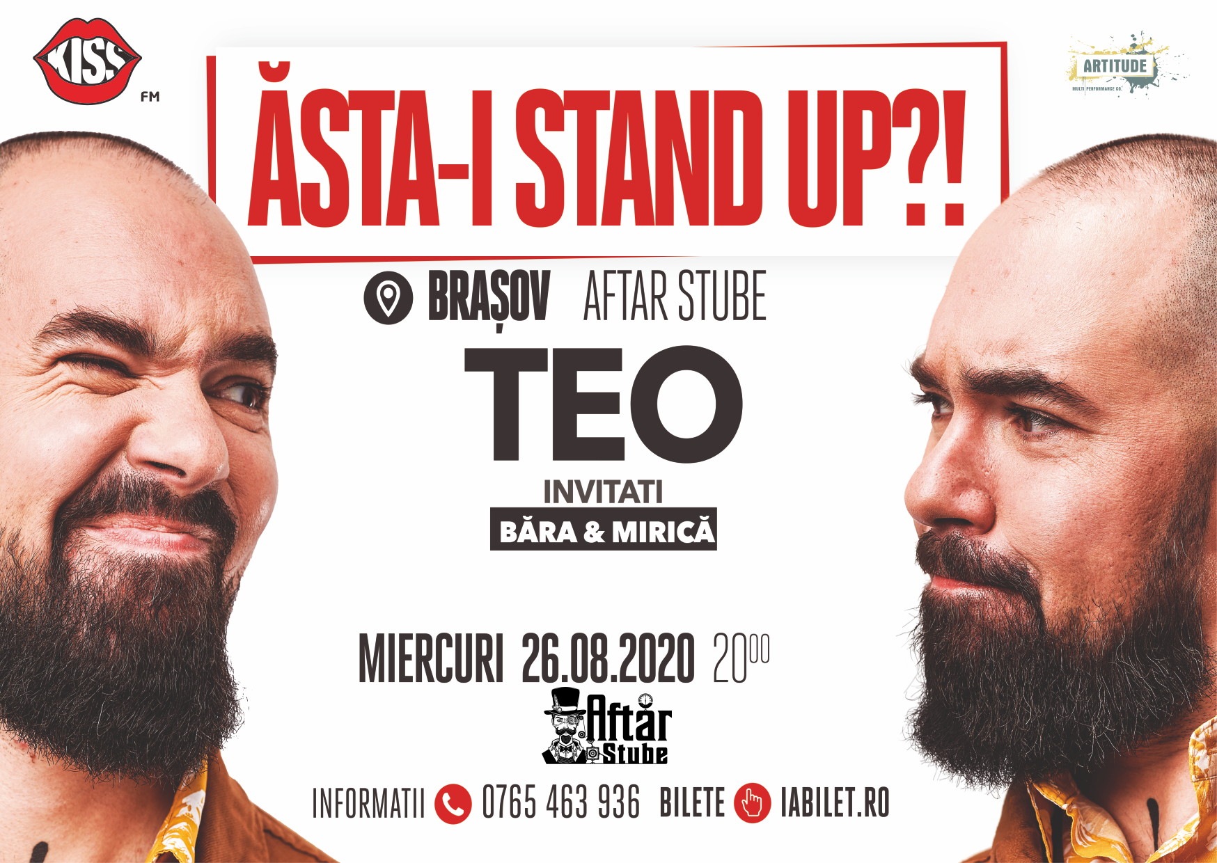 Bilete Brasov Stand Up Show Cu Teo Victor Bara Si Sergiu Mirica 26 Aug 20 00 Aftăr Stube Kooltix